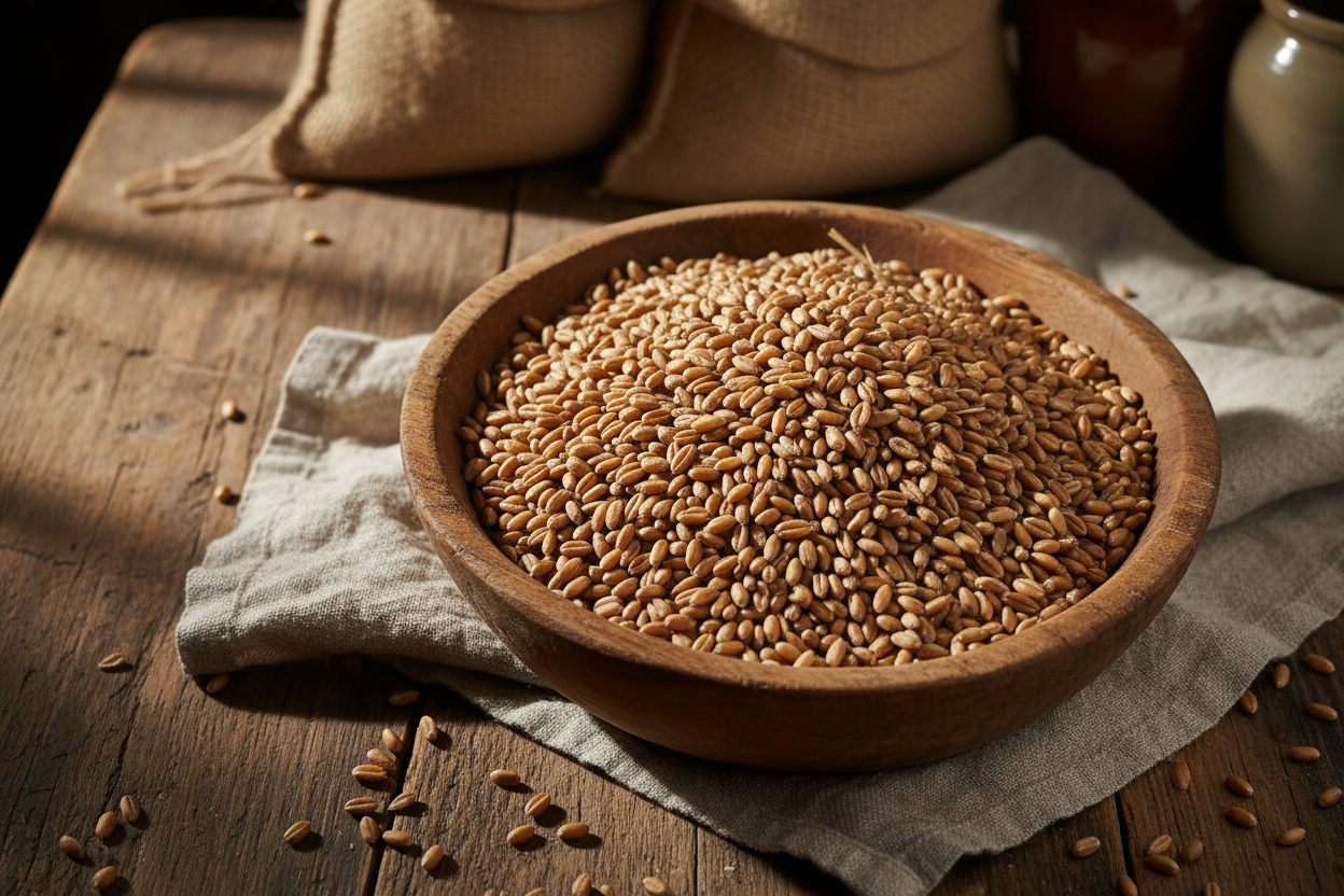 wheat Berrys ing a wooden bowl
